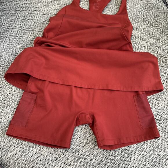 Girlfriend Collective Paloma Racerback Dress Small Rust Built In Shorts Athletic - Picture 3 of 9